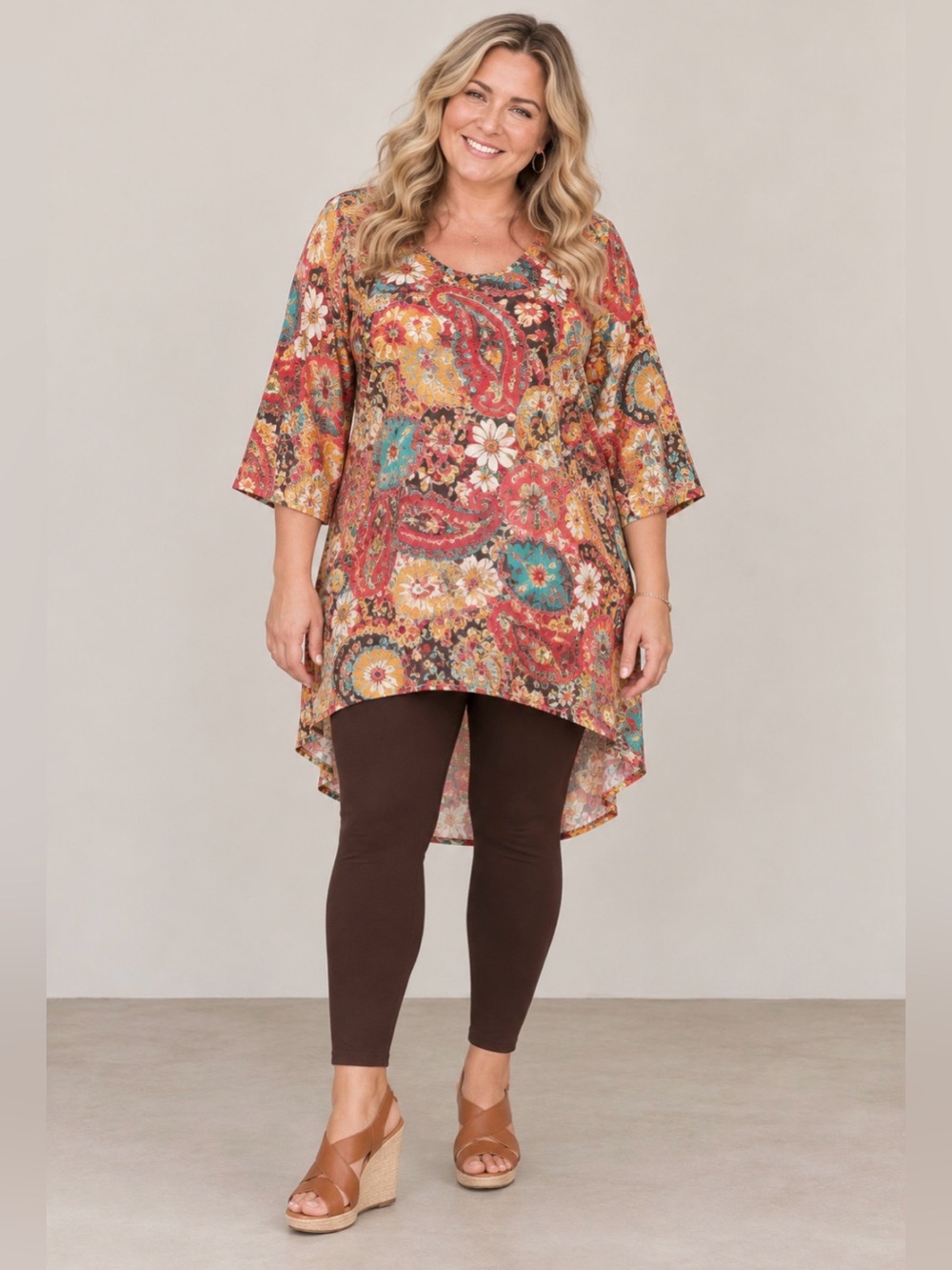 LuLaRoe Irma Tunic Top Paisley Floral Hi-Low Size L